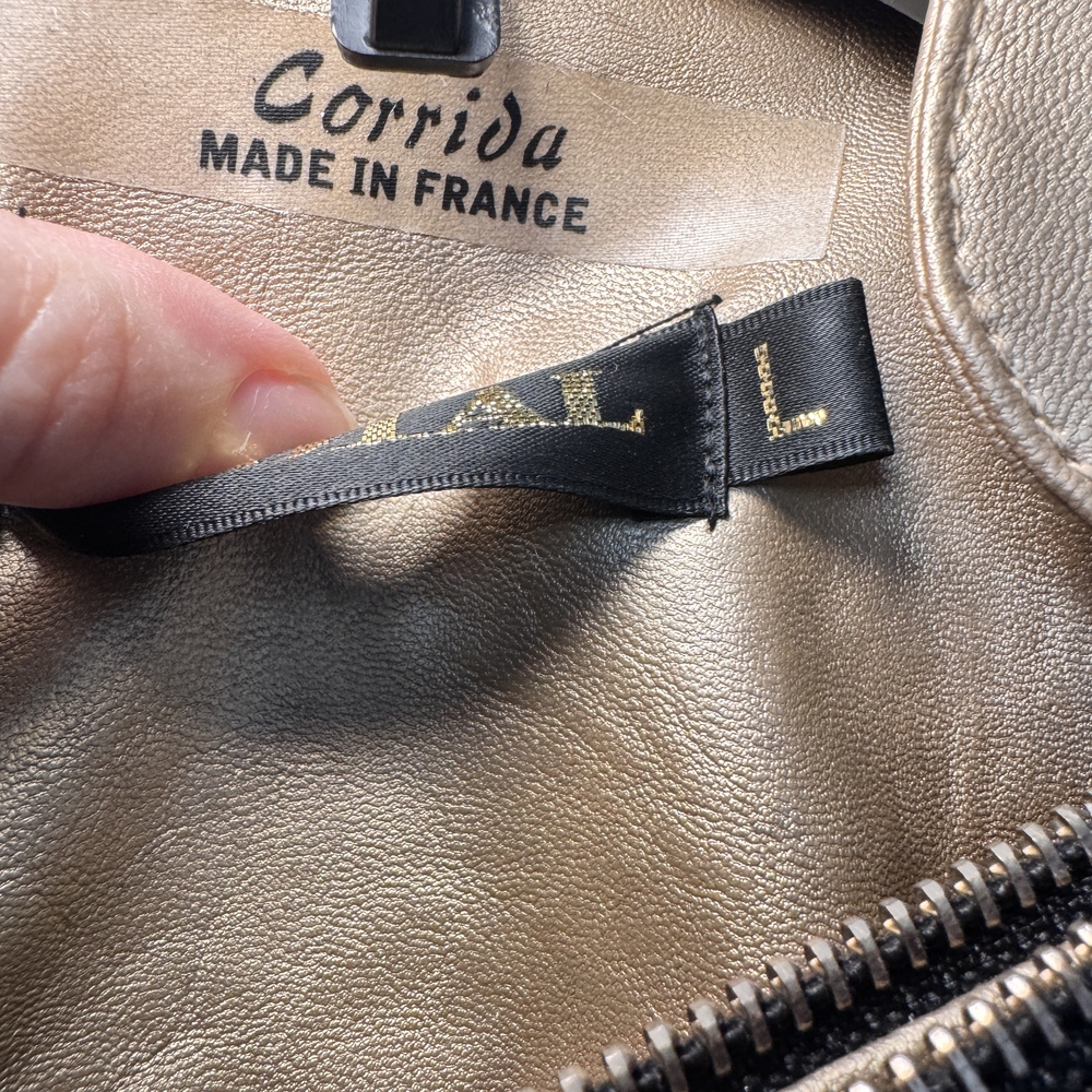Animal Print Brown and Gold Studded Leather Jacket - Picture 7 of 8